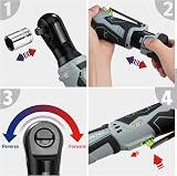 WORKPRO 12V Cordless Ratchet Wrench Set 3/8" with 7 Sockets, 2 Batteries view 8