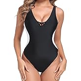 RELLECIGA Women's Tummy Control Swimsuits One Piece Backless Crisscross Bathing Suit