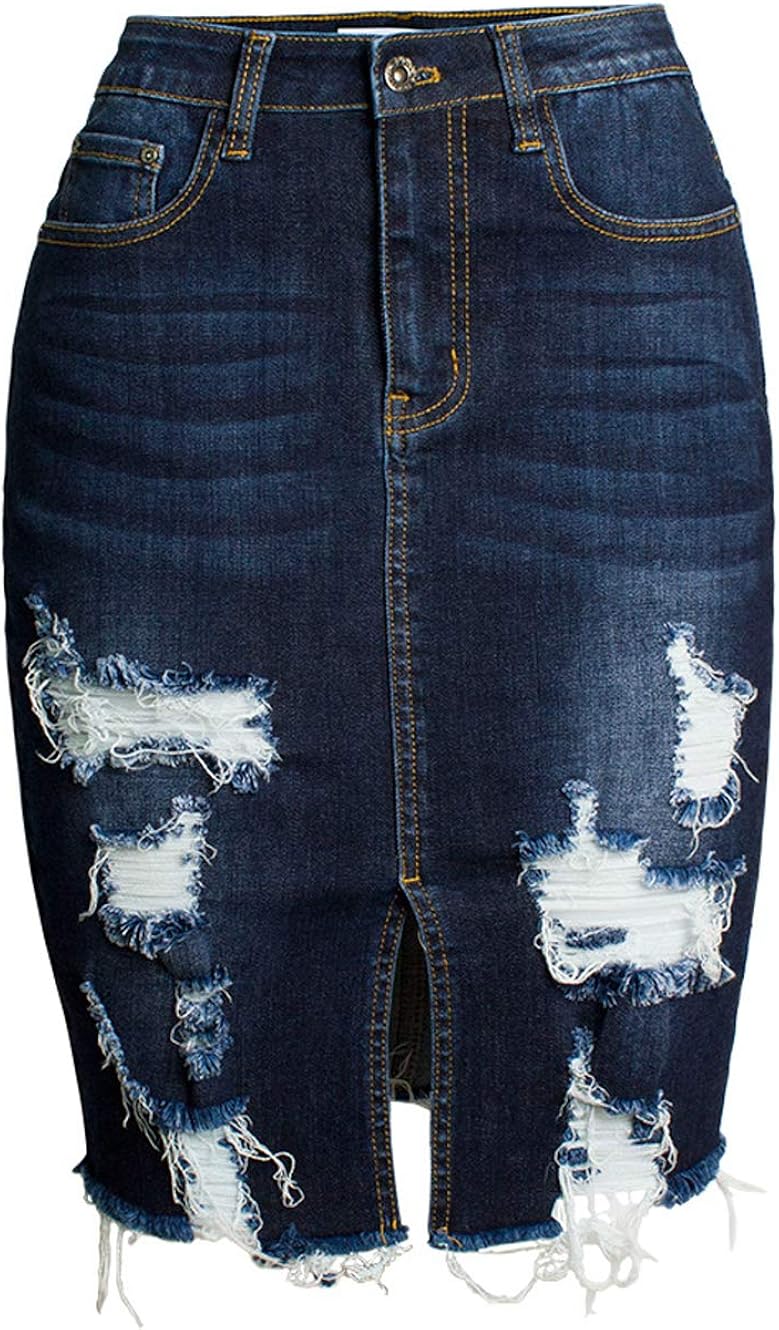 denim skirt with split