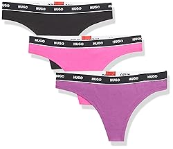 HUGO 3-Pack Repeat Logo Cotton Stretch Thongs