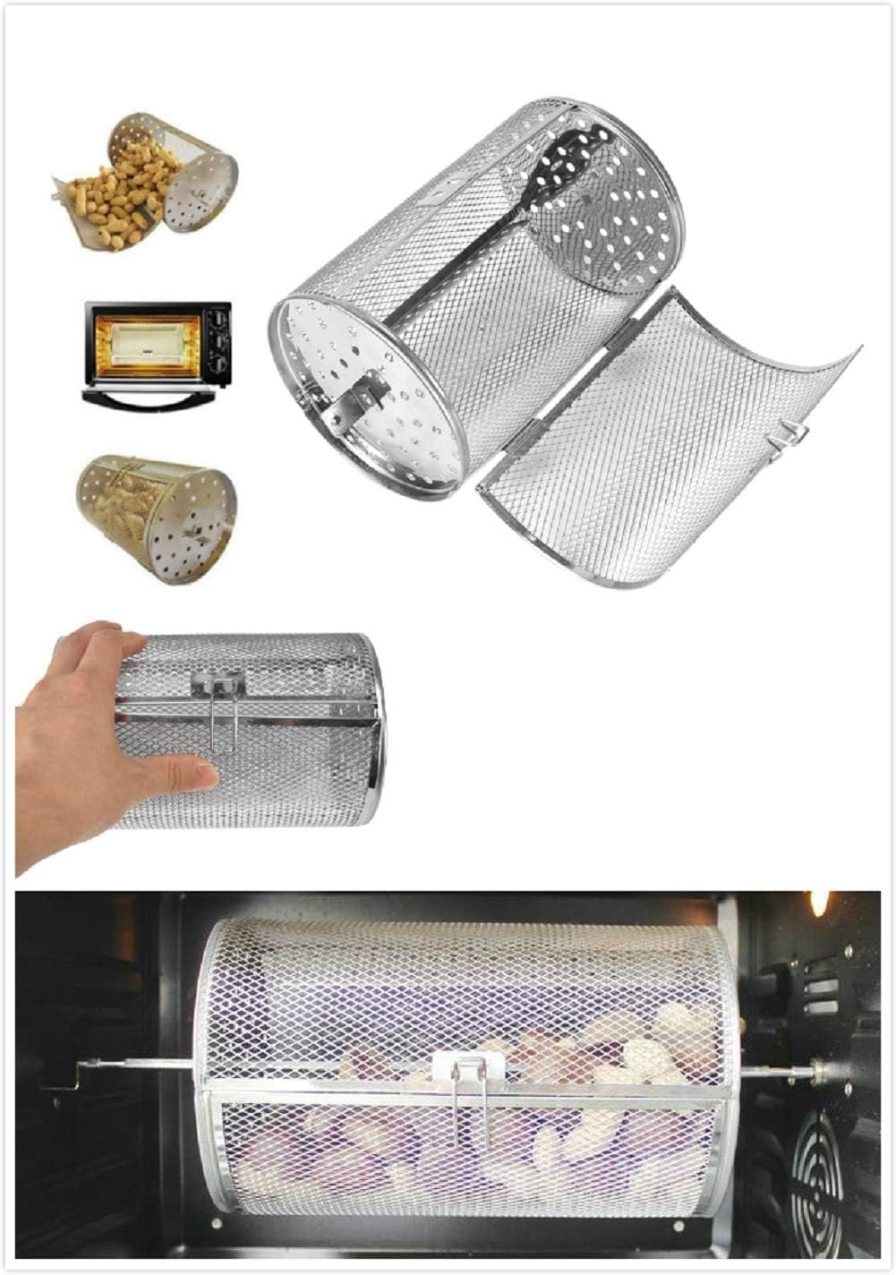 12 * 18cm Stainless Steel Rotisserie Oven Basket for Roasting Baking Nuts Coffee Beans Peanut BBQ Grill Roaster Ovens Ovens - Image 3