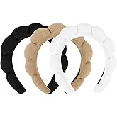 ACO-UINT 3 Pack Spa Headbands - Terry Cloth Makeup Headbands with Sponge for Skincare and Face Washing, Puffy Hair Band