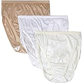 Shadowline Women's Plus-Size Panties - Hi Cut Nylon Brief (3 Pack)