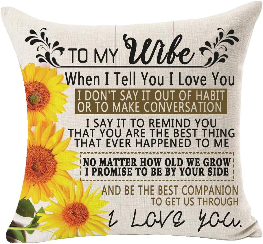 Queen's designer to My Wife The Best Companion to Get Us Through I Love You Throw Pillowcase Cushion Cover Cotton Linen Decorative Throw Pillow Case Cushion Cover Square 18 X 18 Inches (Merry 6)