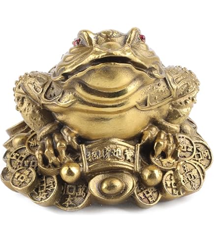 Lelukee Denaro rana 2 pezzi Golden Money Frog con Feng Shui Coin, Mini Feng Shui Chan Chu Simbolo di ricchezza fortunata, Golden Money Frog Coin in bocca Regalo Feng Shui Ornamenti Decorazione