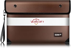 VAILOIN 5200℉ Insulated Fireproof Money Bag for Cash with Waterproof Zipper,Waterproof Fireproof Document Bag,Small Fireproof Safe Pouch,Fire Proof Bag for Important Documents,Valuables (11"x7.7",Brown)