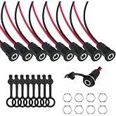 Tugermoola 8PCS 5.5 x 2.1mm Female DC Power Jack Threaded Panel Mount Barrel Connector Adapter with Cover Cap DC-022D