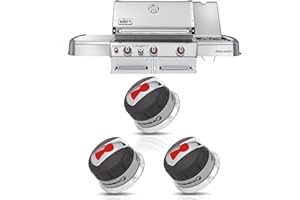GGTE 88848 Gas Grill Burner Knobs Compatible with Weber Genesis 300 Series (2011-2016) Gas Grills Burner Replacement Knobs 3 Pack