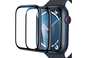 EWUONU [2 Pack for Apple Watch Screen Protector 45mm Series 9 8 7, Titanium Alloy Bumper + Tempered Glass, Full Coverage Waterproof Non-Bubble Anti-Scratch HD Clear Film for iWatch 9/8/7 45mm,Black