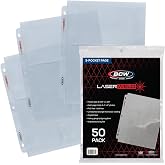 BCW Laserweld 3-Pocket 4x6 Photo Sleeves for 3 Ring Binder | Archival Photo Album Refill Pages | 50 Count