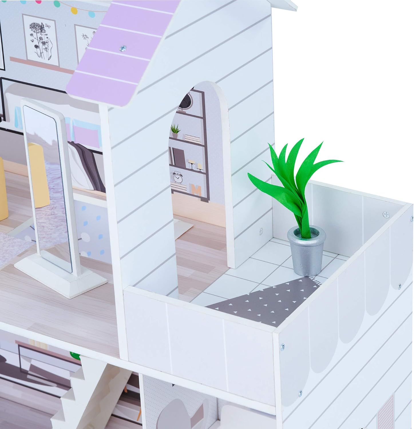 Olivia’s Little World Large Grand Purple Dolls House Wooden Doll House