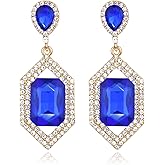 Met-edianger Vintage Rhinestone Statement Earrings Retro Geometric Earrings Crystal Drop Dangle Earrings for Women