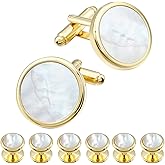 HAWSON Fashion Mother-of-Pearl Tuxedo Shirt Button and Cufflink Set, Specially Designed for Wedding Business