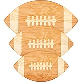 3 Pieces Football Cutting Board Football Serving Tray Hanging Football Gifts for Men Engraved Wooden Cutting Board Decoration for Kitchen Party Holiday Supplies Accessories, 3 Sizes (Light Brown)