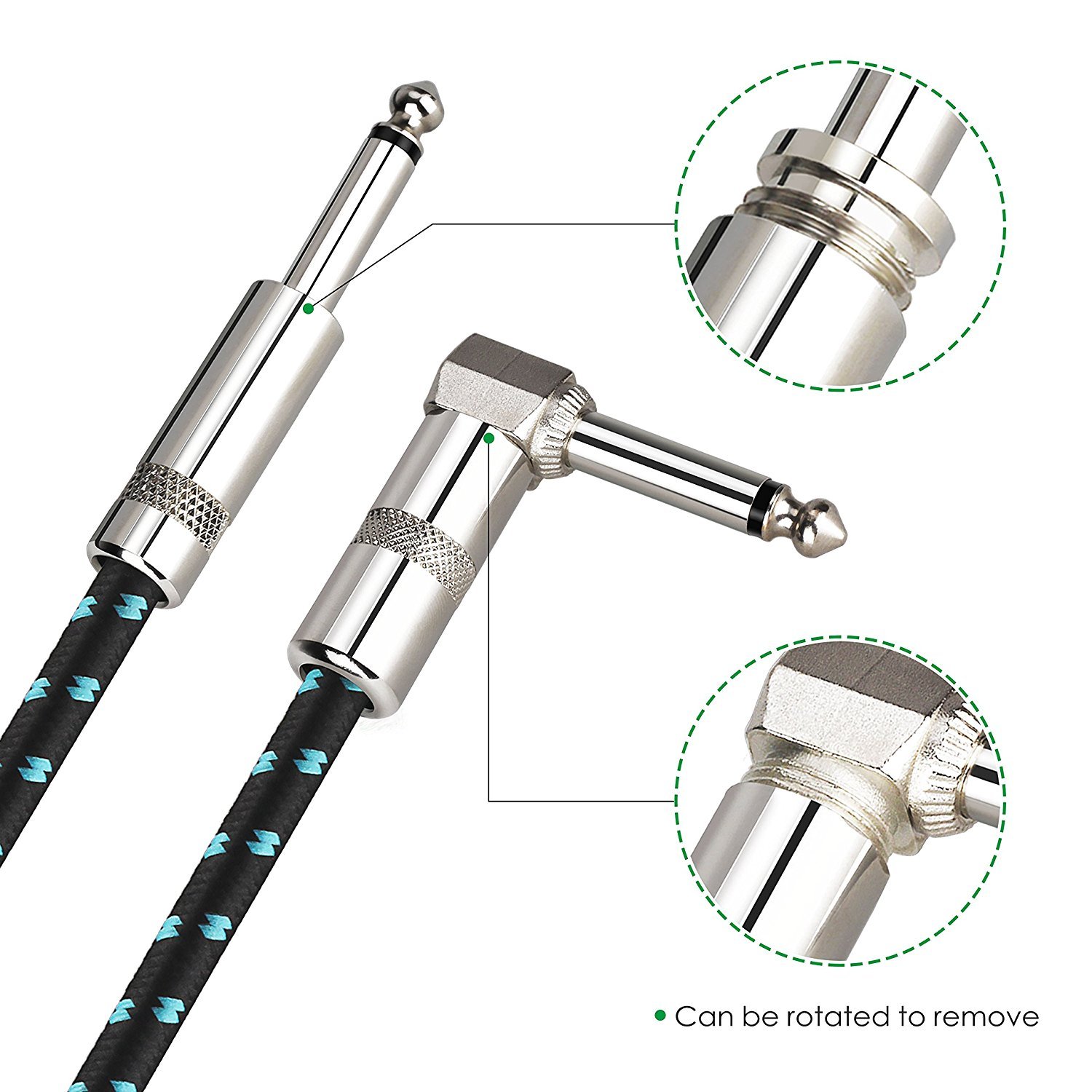 Mugig Guitar Cable for Bass Keyboard Instrument Professional 1/4\