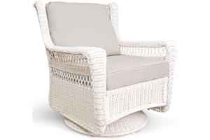 Krikacy Park Meadow Patio Swivel Rocking Chair, Hand-Woven Rattan Rocker, Outdoor Wicker Furniture with CushionGuard, Beige