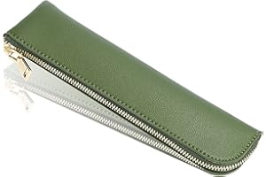 Sluxa Pencil case, Green PU leather pen case,Small pencil bag,Pen organizer for adults.…
