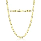 AHSIWC 14K Gold Chain Necklaces for Women & Men, 5mm Simple Figaro Link Chain Womens, Dainty Non-tarnish Necklace Unisex Size 18-24 Inches Cadenas De Oro Para Mujer 14K