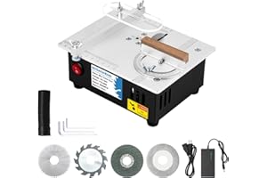 MXBAOHENG Mini Table Saw S3 Portable Precision Craft Table Saw, 1/2" Adjustable Cut Depth, Seven Speed Adjustable Power Supply, for Small Hobby Woodworking Miniature Wood Craft Cutting