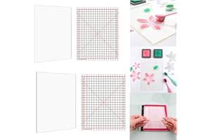 BAOFALI 6Pcs/Set 6.5x8.5inch Multi-Use Non-Slip Sticky Mats Fit in Stamp Positioning Tool Set,Photopolymer Grip Mat with Printed Guides in Placeholding Stencil in Place Crafts Scrapbooking Fixed Mat.