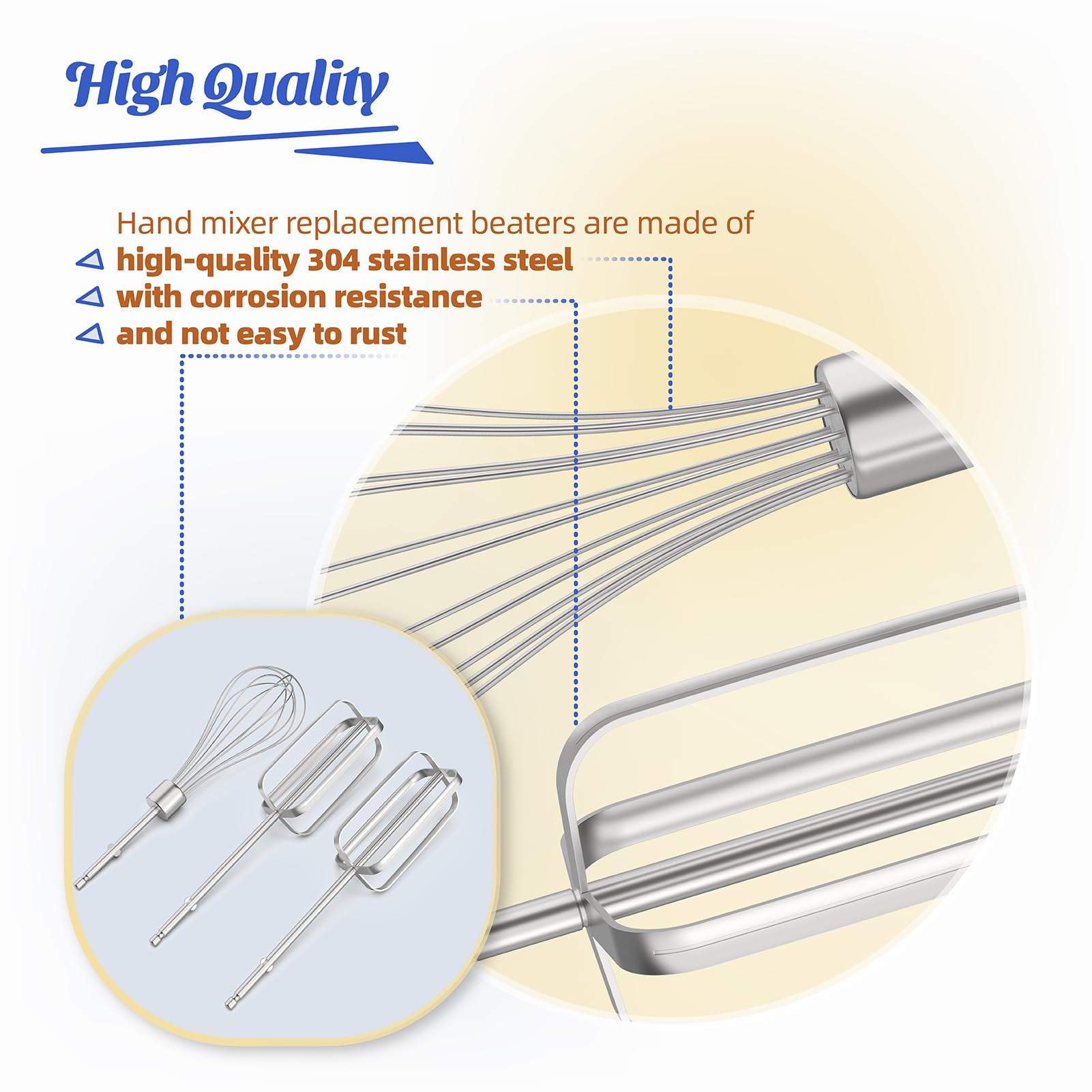 Hamilton Beach Hand Mixer Replacement Beaters - Compatible with 62682RZ, 62692, 64699, 62695V Mixers