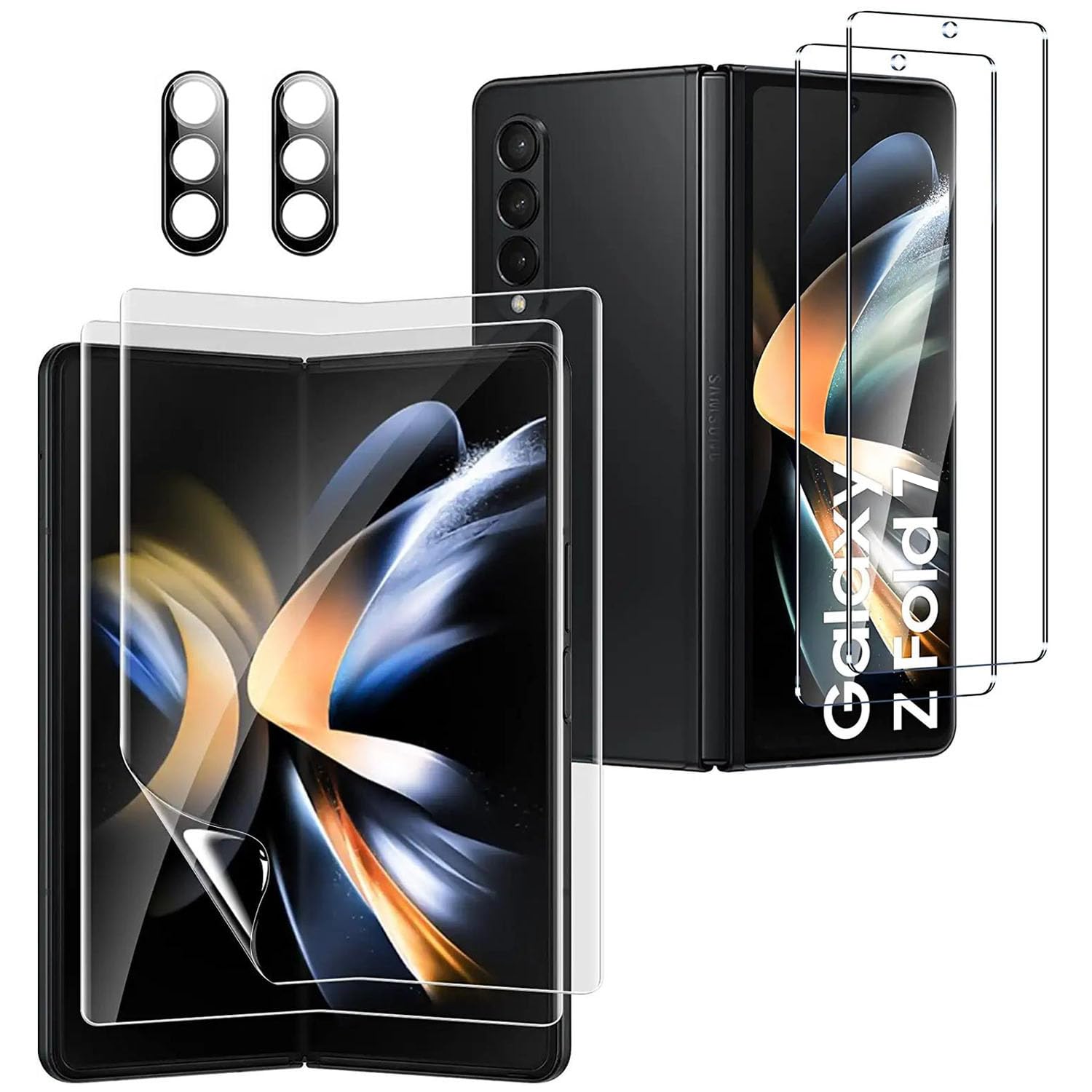 Photo 1 of 2 Tempered Glass Front Small Screen Protector for Samsung Galaxy Z Fold 7 + 2 Inner Soft Foldable TPU Film shields+ 2 Camera Lens Protector [Scratch Resistant] [Bubble Free] [Case Friendly] [HD]