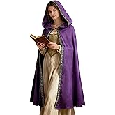 UQJE Medieval Cloak with Hood Wizard Cloak Halloween Renaissance Hooded Cape for Man and Women