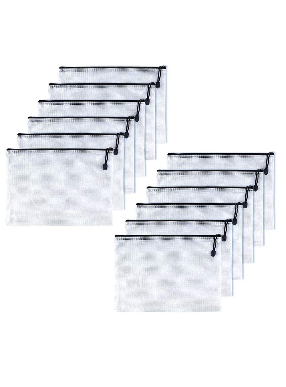 12 items Shirt Package Wallet Pouch PVC Zip Document Folder / PVC School Office Magazine Document File Zippy Closure Folder Holder Bag-Black a6 Black
