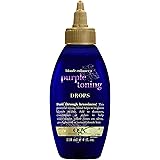 OGX Blonde Enhance + Purple Toning Drops, Blonde Toning to Personalize Your Blonde, Silver, Pre-lightened, Natural Blonde Hai