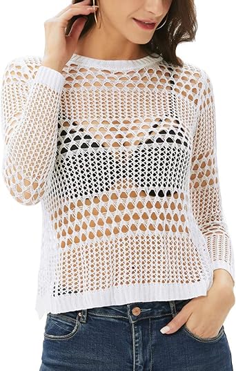 white cropped fishnet top