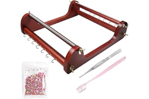 hobbyworker The Jewelry Making Tool Wooden Bead Loom Kit Includes Tweezer,Brush and 20g Seed Beads for Jewelry Bracelets Necklaces Belts Making