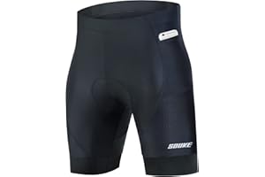 Souke Sports Men's Cycling Shorts Padded 4D Bike Biking Half Pants Bicycle Riding Quick-Dry Tights with Pocket