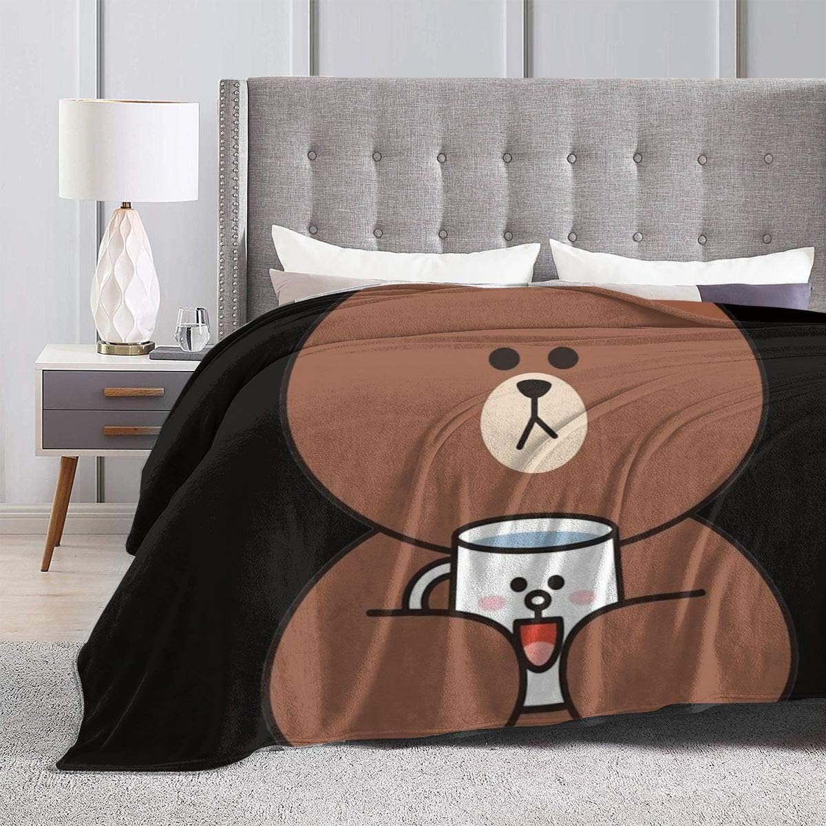 Cupaate Cute Brown Bear and Cony Ultra-Soft Micro Fleece Blanket Couch 80"" x60