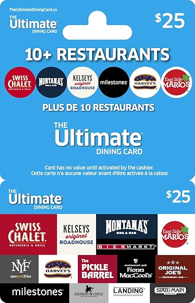 The Ultimate Dining Card Gift Card $25: Amazon.ca: Gift Cards