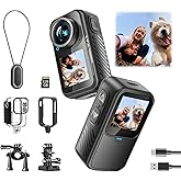 NUISK Mini Action Camera 4K | 128G Thumb Sports Camera with EIS Stabilization, Wearable POV Chest Camera, Waterproof for Running, Cycling, Swimming, Hiking, Outdoor Adventures