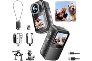 NUISK Mini Action Camera 4K | 128G Thumb Sports Camera with EIS Stabilization, Wearable POV Chest Camera, Waterproof for Running, Cycling, Swimming, Hiking, Outdoor Adventures