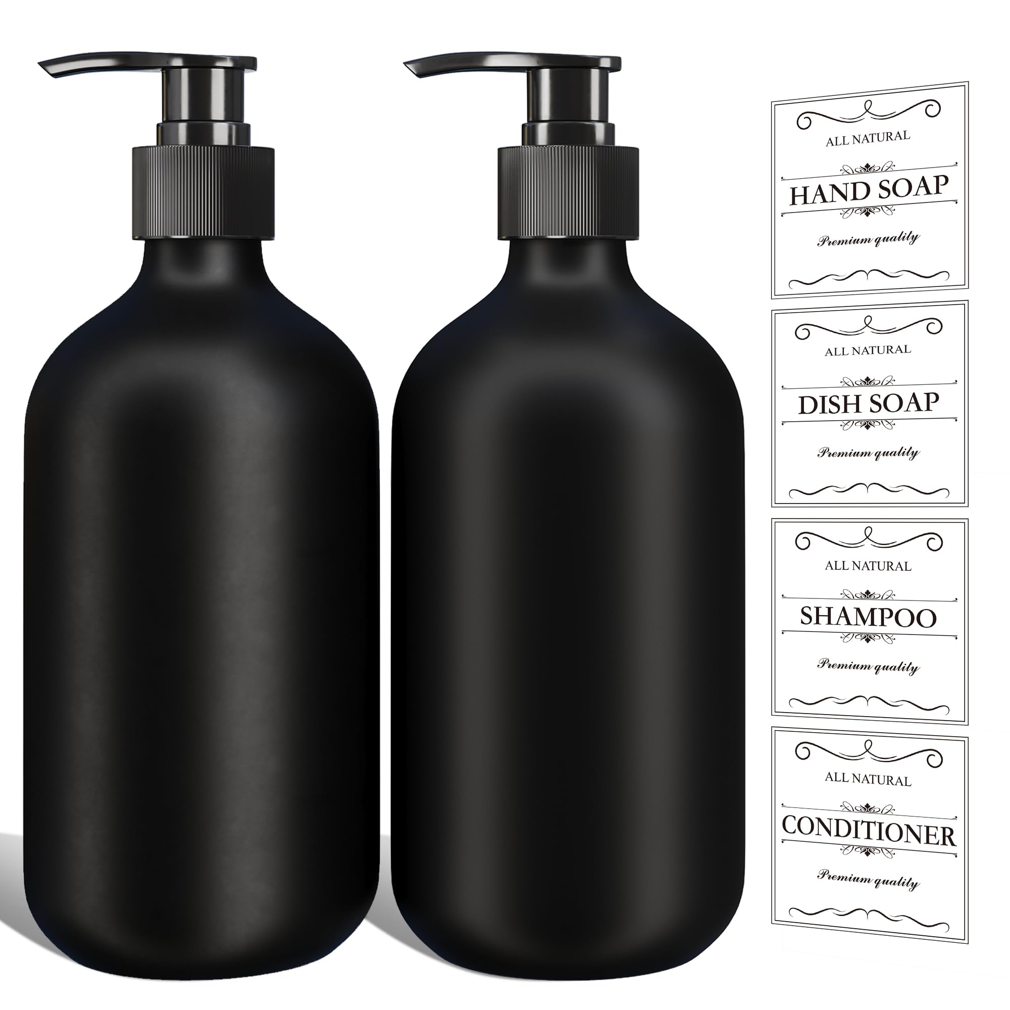 Photo 1 of 2Pcs Black Soap Dispenser, 16oz Plastic Dish & Hand Soap Dispenser for Kitchen, Empty Liquid & Lotion Dispenser Set for Bathroom Accessories