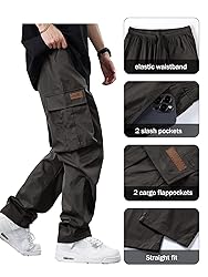 PLEPAN Men's Casual Cargo Pants Drawstring Hiking