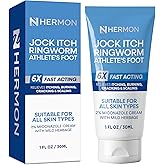 Hermon Jock Itch Antifungal Cream, Ringworm Treatment for Humans, Ringworm Cream for Humans, Foot & Body Balm, Provides Soothing Relief-1.05oz