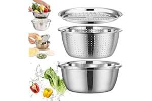 Germany Multifunctional Stainless Steel Basin, 3-in-1 Stainless Steel Shredding & Drainage Chopping Basin with Vegetable Grat