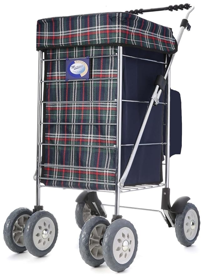 Marketeer Deluxe Swivel 6 Wheel Shopping Trolley with Rear Cooler Bag