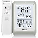 Wireless Weather Stations, with 330ft Range Sensor and Adjustable Backlight Inside Outside Monitor (White)
