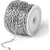 33 Feet Stainless Steel Box Chain Bulk, 2mm 304 Stainless Steel Chains Roll Spool Thin Square Rolo Box Link Chain Bulk for Jewelry Making DIY Craft