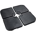 HOMSHADE Patio Umbrella Stand Base - 4-Piece 265lbs Outdoor Offset Cantilever Umbrella Heavy Duty Weights Square Base Water or Sand Refillable Plate Set with 4 Lock Pins