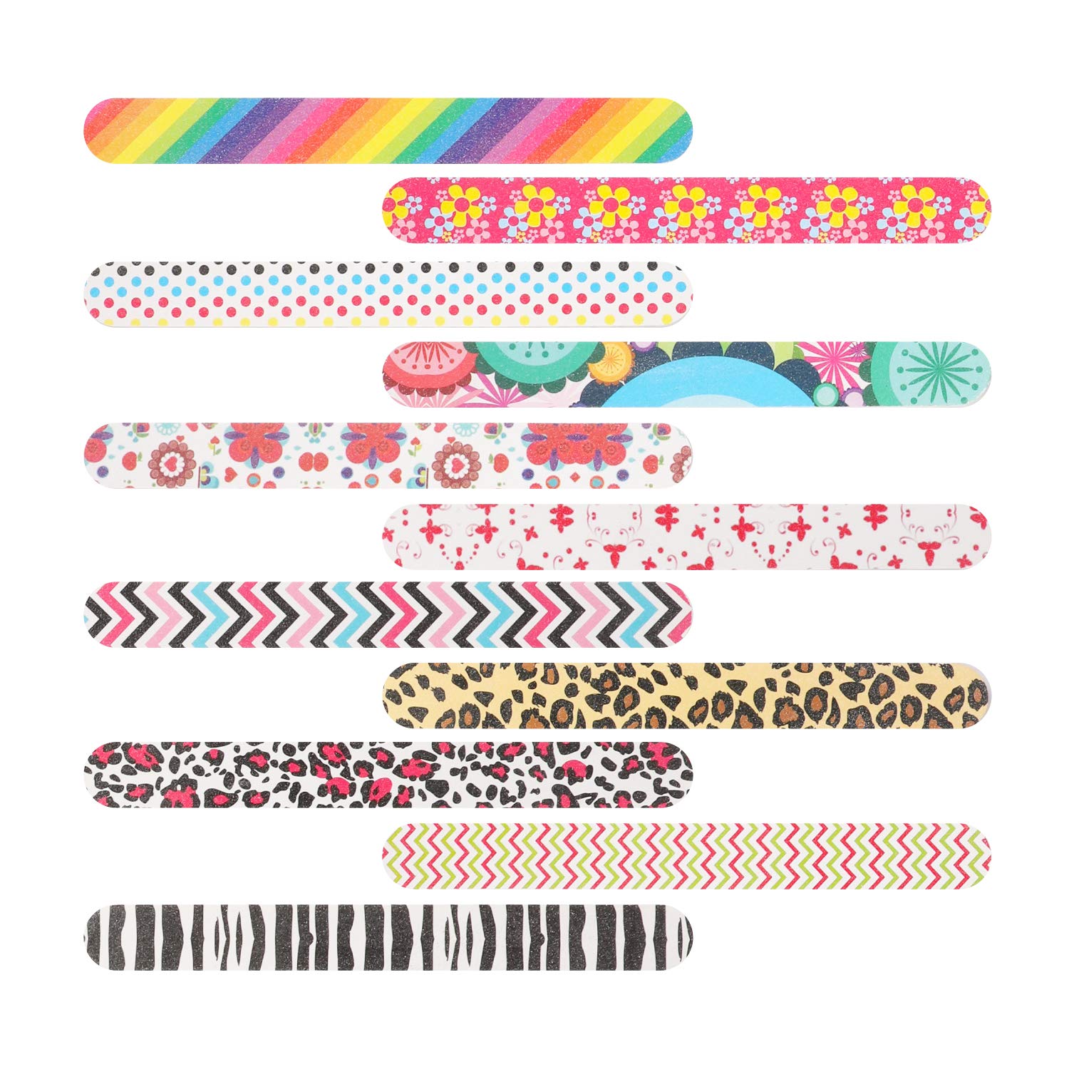 YIMICOO 12PCS Nail Files 150/150 Grit, Emery Boards for Nails, Professional Double Sided Nail File and Buffers for Women Girls Natural Acrylic Nails, Colorful, 7 Inches : Beauty