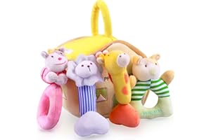iPlay, iLearn Plush Baby Rattle Toys, Newborn Girls Boys Gift Basket, Infant Farm Stuffed Animal, Soft Barn Set, Sensory Tumny Time, 1st Unique Shower Easter Stuffer 2 3 4 6 9 12 18 Month Toddler 1 Yr