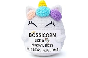 VIVAGIFTS Bosses Day Gifts for Women, Bossicorn Best Boss Lady Christmas Birthday Gift for Boss Female Appreciation Thank You Present from Employee Coworkers for Supervisor Manager, Crochet Unicorn Office Gifts