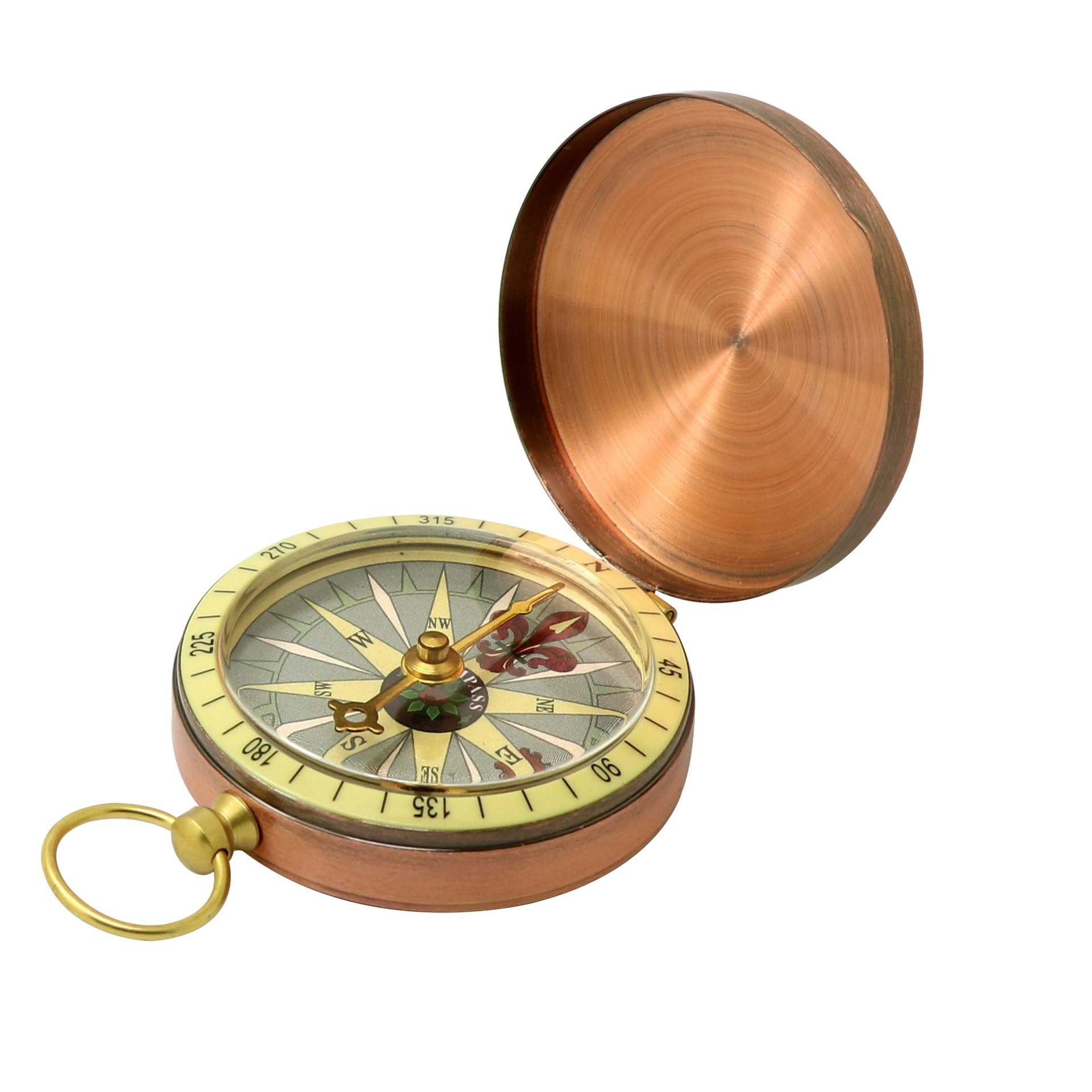 Compass Premium Vintage Retro Copper Flip Cover Pocket Watch Compass for Camping Hiking (compass)