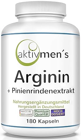 aktivmen´s Arginin plus Pinienrindenextrakt (OPC) HOCHDOSIERT - L-Arginin Base 3600 + Pinus pinaster Extrakt 100:1 | 180 Kaps