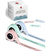 Phomemo Continuous Labels,3 Roll D30 Label Maker Tape,Durable Printed Non-Precut Label Color for Daycare,Name,Travel,Lunch Boxes,Cup,School Supplies,for Phomemo D30 Q30 D35,0.59'' x 19.68ft